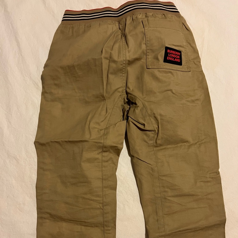 Burberry Tan Trousers with Logo Patch